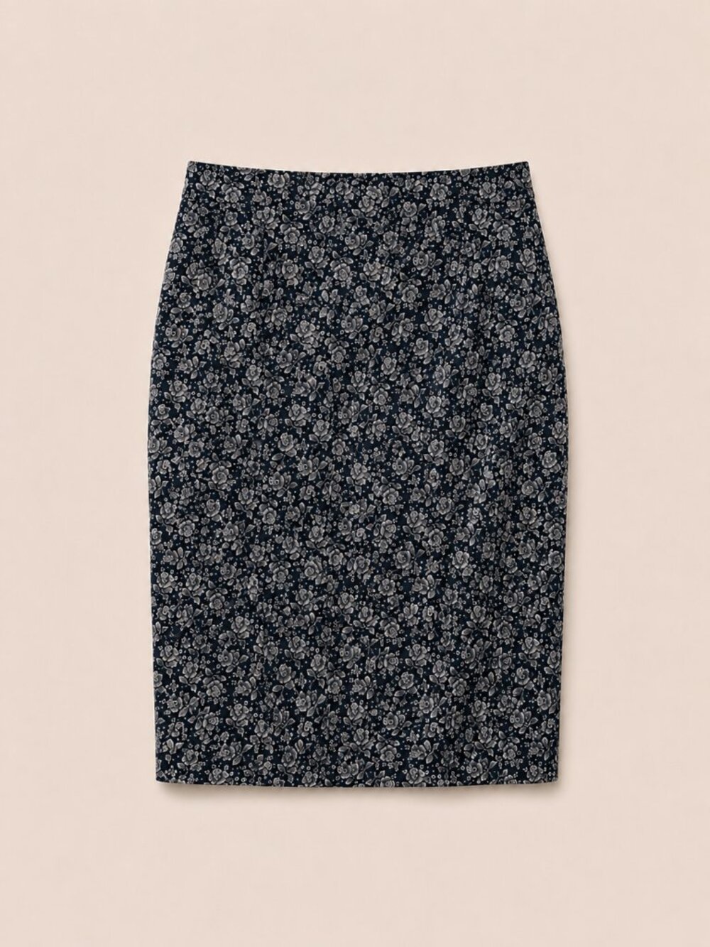 100% Cotton Navy Floral Pencil Skirt